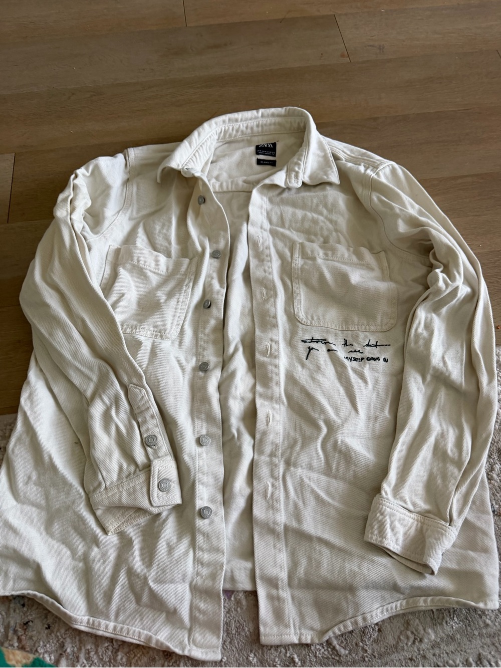 ZaraMen's Off-White Button-Up Workshirt Jacket - Unbranded